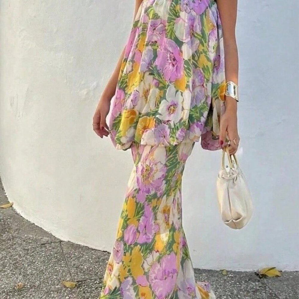Multicolor Casual Women's Off-Shoulder Floral Party Dress